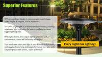 Lampe solaire LED de jardin en forme de tournesol, super lumineuse, double mode, ABS PC IP65, garantie 3 ans, pour usage extérieur en cour