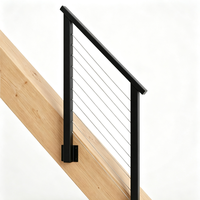 EKOO METAL Edelstahl Modernes Villen-Treppengeländer mit Kabelbefestigung, Sicherheitszaun mit Schwarzer Oberfläche, Quadratische/Runde Optionen