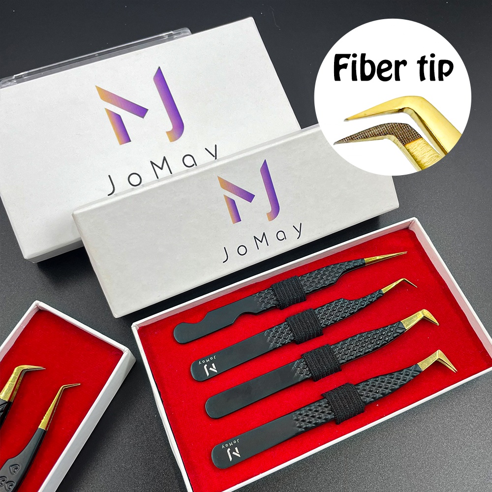 JOMAY Private Label красочный волоконный Пинцет для увеличения объема ресниц с волоконным зажимом Пинцет для наращивания ресниц