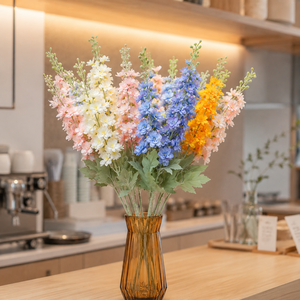 Fiori Artificiali di Delphinium Bianco a Stelo Lungo LUYI, Decorazioni Moderne per Casa, Matrimoni Autunnali, Eventi e Feste, Profumati - Product Image 4