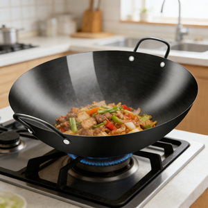Iron Wok Large 31cm With Two Handles Non Stick For Gas Stove Cooking - Product Image 4