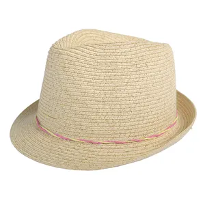 Wholesale Kids Straw Beach Hats Jazz Sun Hat Parent-Child Summer Bird Embroidery Baby Paper Straw Fedora Hat