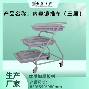 Chariot de transport d'endoscopes Likang à deux niveaux en acier inoxydable, chariot mobile pour salle d'opération hospitalière - Product Image 3