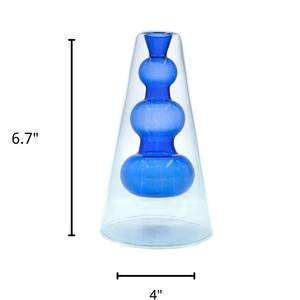 <span class=keywords><strong>Vase</strong></span> à fleur unique en <span class=keywords><strong>verre</strong></span> à double paroi <span class=keywords><strong>soufflé</strong></span> à la main de couleur bleue <span class=keywords><strong>Vase</strong></span> à bouteille d'aromathérapie pour la décoration de table de restaurant à la maison - Product Image 2