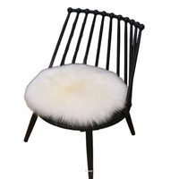 Handgefertigter Einfarbiger Wollteppich Runder Flauschiger Verdickter Fell-Teppich für Schlafzimmer und Sofa