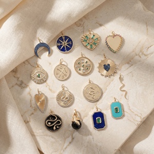 Bijoux personnalisés, pendentifs de style vintage (œil maléfique/boussole/serpent/cœur), plaqués or 18 carats, zircon cubique, breloques tendance pour - Product Image 4