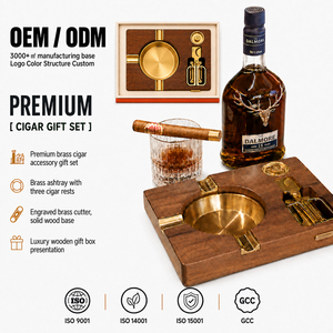 Set de Regalo de Lujo Premium para Cigarros con Cortador de Cigarros, Encendedor de Cigarros de Llama Jet, Punzón Cortavientos y Cenicero Metálico, Kit de Cigarros OEM ODM - Product Image 1