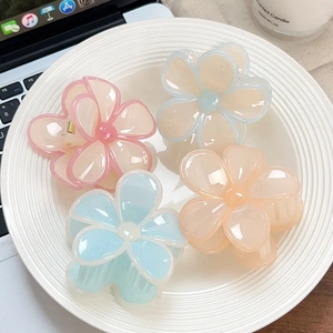 Q&amp;Y New Sweet Jelly <strong>Color</strong> Egg Plumeria <strong>Flower</strong> <strong>Hair</strong> <strong>Claw</strong> Clip Summer Big <strong>Flower</strong> Plastic Streamer <strong>Hair</strong> Accessory <strong>Hair</strong> <strong>Claw</strong> - Product Image 2