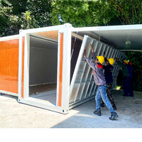 Maison conteneur pliable et extensible 3 chambres, préfabriquée, moderne, avec salon et espace de rangement mobile