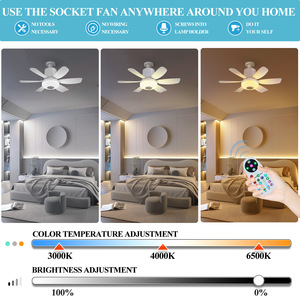 Ventiladores de Techo LED con Motor sin Escobillas y Luz E27 RGB, Control Remoto, Atenuación, Luz Ambiental Musical para Dormitorio y Sala de Estar - Product Image 3