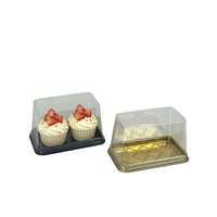 Boîte d'emballage rectangulaire en plastique doré recyclable en PET pour desserts, pain et pâtisseries, petite taille, pour gâteau Yule Log