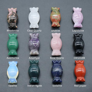 Piedra de cristal Natural Vintage de 48mm con forma de <span class=keywords><strong>caramelo</strong></span> para decoraciones del hogar, adornos creativos, artesanías de cristal para vacaciones, piedra curativa - Product Image 2