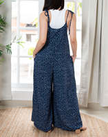 Vente chaude Combinaison Jambe Lâche Pantalon Avec Poches Cravate Sangle Imprimé Floral Viscose Femmes Combinaisons