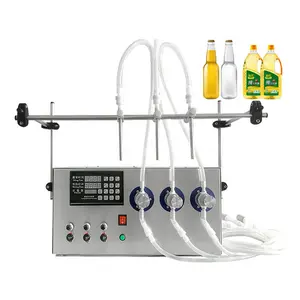 Small Portable 3 Nozzles Magnetic pump Liquid Filling Machine Digital Display Small Lubricant Olive Oil Bottle Filling Machine