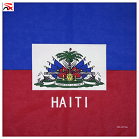 OEM, vente chaude, foulard en coton 100% d'Haïti, 55*55 cm, couleurs du drapeau d'Haïti, impression numérique, produits de la série de drapeaux haïtiens
