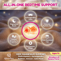 Gummies au glycinate de magnésium Qbioflex pour enfants, gummies pour le sommeil avec multivitamines et Ashwagandha, étiquette privée, gummies naturels pour le sommeil