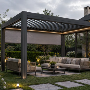 Pergola Bioclimatique en Alliage d'Aluminium 10x10, Résistante au Vent, Respirante, <span class=keywords><strong>avec</strong></span> <span class=keywords><strong>Moustiquaire</strong></span>, Écologique, Conception Motorisée, Montage Facile pour - Product Image 1