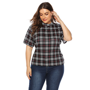 Camicetta scozzese <span class=keywords><strong>a</strong></span> collo alto da donna, - Product Image 4