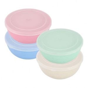 Boîte de rangement de cuisine en plastique écologique, bol à salade et à repas hermétique pour réfrigérateur, disponible en trois modèles, en paille de blé pour la conservation - Product Image 1