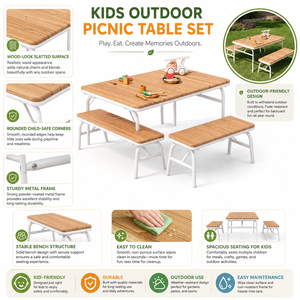 Set di Tavolo e Sedie in Legno Montessori per Asilo Nido e Scuola Materna, Arredamento da Esterno per Giardino e Forniture per Bambini - Product Image 2