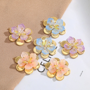 Vente chaude Coloré DIY Cristal Perles Fine Charme <span class=keywords><strong>Pendentif</strong></span> En Acier Inoxydable Pétales <span class=keywords><strong>Pendentif</strong></span> Accessoires Bijoux De Mode - Product Image 4