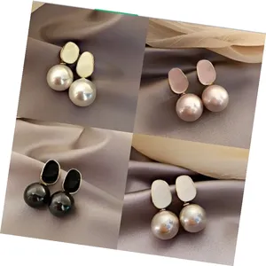Daihe High Quality Korean Fashion Retro 925 Silver Needle Jewelry Pearl Dropping Oil Earrings