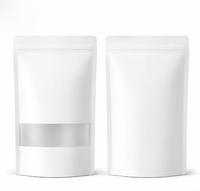 In Stock Stand up White Kraft Paper Resealable Plastic Ziplock Pouch Plain Food Packaging Pouches Bags With Clear Window