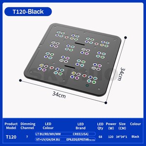KASSRAY <span class=keywords><strong>T120</strong></span> 120W Lampe pour récif corallien ultra-mince entièrement en aluminium, perles CREE, spectre complet pour aquarium de récif corallien marin - Product Image 2