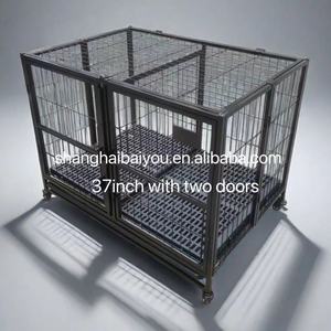 Tekerlekler ve çıkarılabilir tepsi ile orta köpek için istiflenebilir açık üst ağır köpek sandık kafes - Product Image 5