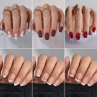 Fournisseurs de faux ongles personnalisés OEM ODM 3D Chrome Glitter French Design Faux ongles artificiels Marque privée