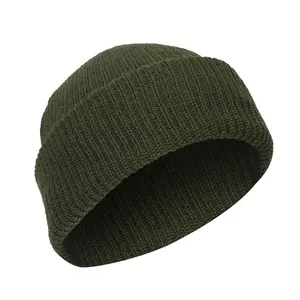 USGI标准纯羊毛帽子卷起边缘无边帽，用于战术用途Mil巡逻陆军绿色羊毛表帽