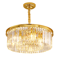 Lámpara colgante MEEROSEE, lámpara colgante Led redonda nórdica, luz para sala de estar, lámpara de araña Led de cristal redonda moderna de lujo MD85051