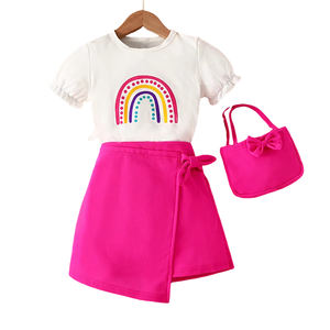 2024 Summer Girls Clothing Sets Baby Girl rainbow T-shirt + Skirt +bag 3pcs Princess Suit <strong>European</strong> <strong>Kids</strong> <strong>Clothes</strong> - Product Image 1