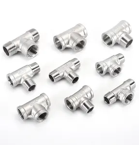 Casting Pipe Fitting Connector Tee Igual Masculino 304 Aço Inoxidável Rosca Conexão 150 LB 1"