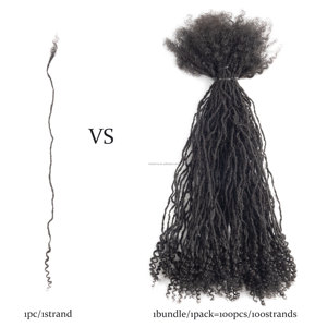 Estensioni Dreadlock Permanenti Fatte a Mano con <span class=keywords><strong>Capelli</strong></span> Umani Vergini al 100%, Stile Goddess Locs, con Punte Ricci, Colore e Dimensioni Personalizzabili - Product Image 2