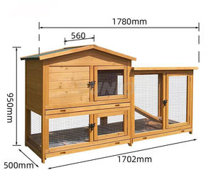 Cage à lapin faite à la main à 2 niveaux bon marché en plein air de Chine clapier à lapin en bois maison design à vendre - Product Image 6