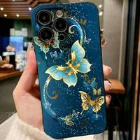 Coque de protection antichoc en TPU souple avec motif papillon bleu de luxe pour iPhone 16 Pro Max 15 14 Plus 13 12 11 XR XS