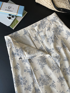 Novedad de verano, pantalones casuales plisados con estampado de plantas de estilo de moda <span class=keywords><strong>parisina</strong></span>, pantalones adelgazantes tridimensionales para mujer - Product Image 5