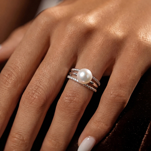 Freshwater Pearl <b>Ring</b> S925 Silver Jewelry Multi Row Beaded Zircon <b>Adjustable</b> <b>Ring</b> For Women Wholesale - Product Image 4