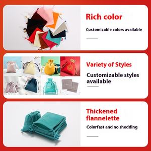 Vente en Gros Pochettes Noires en Velours à Cordon Contenant à Bijoux Flocqué pour Rangement et Emballage - Product Image 2