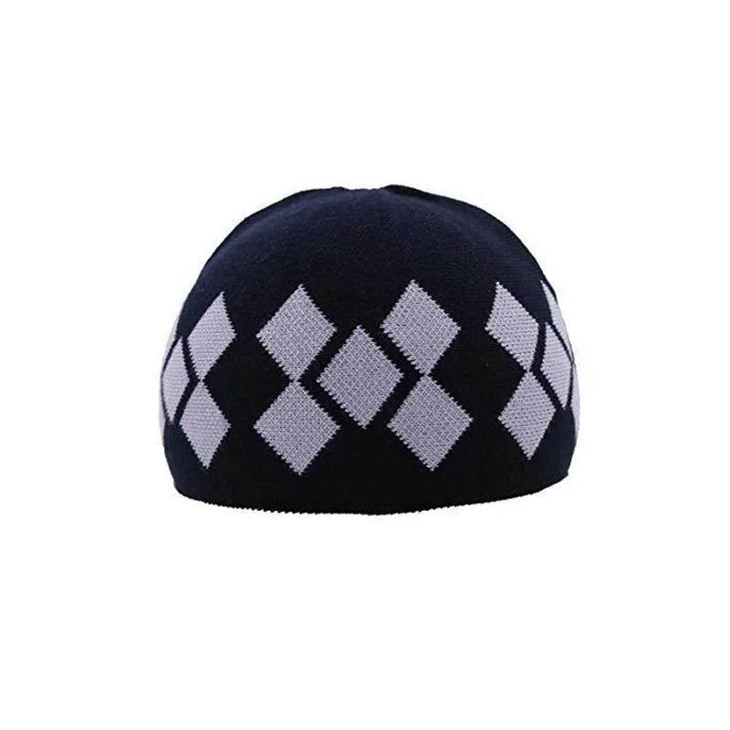 8014 Premium quality comfortable Islamic Men's Argyle Cotton Kufi Cap warm Daily leisure islamic cap muslim cap kufi