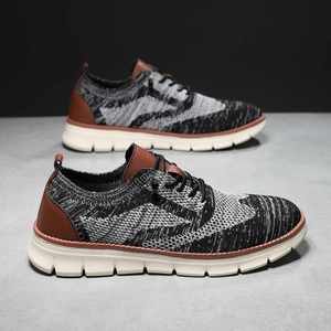 Chaussures de sport rétro personnalisées pour hommes, confortables et souples, avec fermeture éclair, baskets grande taille, tige en tissu extensible, vente en gros, usine OEM ODM - Product Image 2