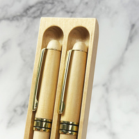 Set Pena Kayu Premium Profesional untuk Hadiah Kantor, Ukiran Kustom 2 in 1 dengan Jam Terintegrasi