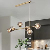 Lustre LED moderne scandinave nordique à plusieurs têtes, 6 lumières, boule de verre transparente, fer, salon, salle à manger, chambre à coucher, décoration intérieure