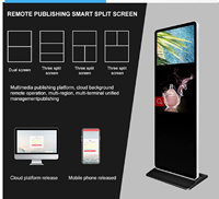 Écran publicitaire numérique tactile capacitif 10 points Full HD de 75 pouces sur pied pour ascenseur et libre-service