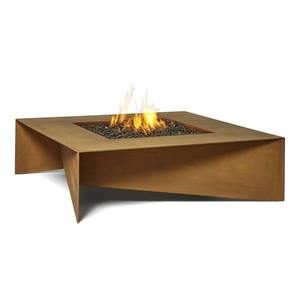 GNEE Table de foyer au propane pour l'extérieur en acier corten avec pierre de lave et couvercle de protection adapté - Product Image 4