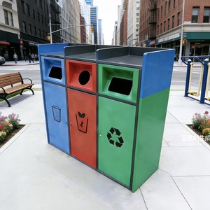 Poubelles à double compartiment pour les couloirs des centres commerciaux, poubelles pour lieux publics esthétiques et durables - Product Image 2