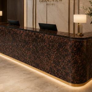 Dalle de pierre naturelle premium, motif cristallin brun café noir, granit brun tan, profondeur naturelle unique, pour surface de comptoir - Product Image 3
