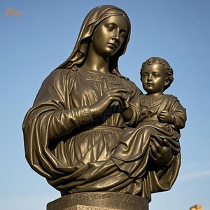 Religioso al aire libre decoración grande Metal latón fundido hermosa <span class=keywords><strong>Inmaculada</strong></span> tamaño real Virgen María y sosteniendo Jesús estatua de busto de bronce - Product Image 1