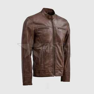 Wholesale High Quality <b>Men's</b> Leather <b>Jacket</b> with Zipper Style <b>Down</b>-<b>Filled</b> for Winter Factory Price Reasonable - Product Image 4